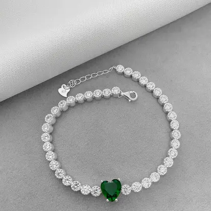 PULSEIRA RIVIERA CORAÇÃO ZIRCÔNIA VERDE